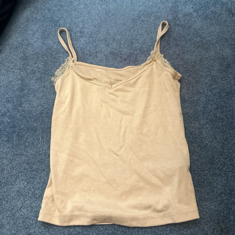 Women's Cream Lace Trim Cami Top